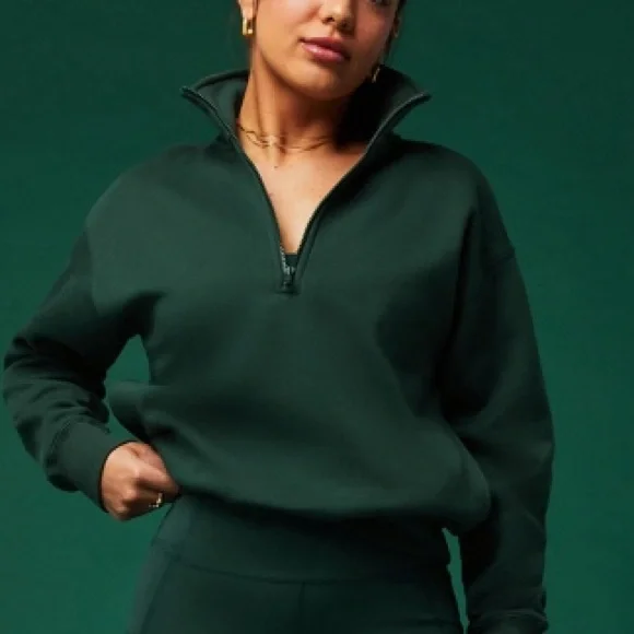 Women’s Half-Zip Pullover Sweatshirt - Dark Green Fabletics - Picture 3 of 3